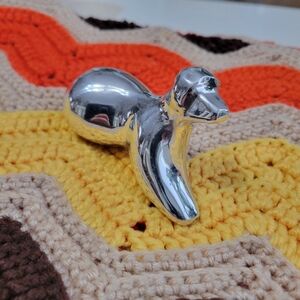 MCM Hagen Collection Polished Chrome Dog Figurine Paperweight by Leo Schimanszky